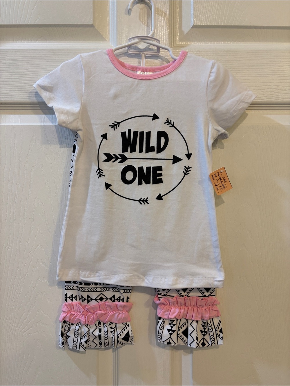 Wild One Pink & White Kids Matching Set